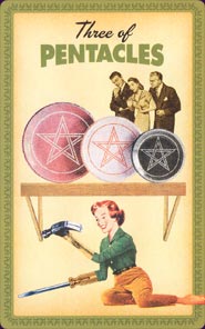 tarot pentacles three housewives card meaning cards completion meanings mom aeclectic
